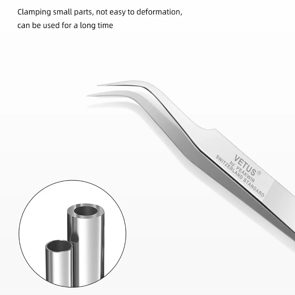 Pinzette professionali in acciaio inox per extension ciglia