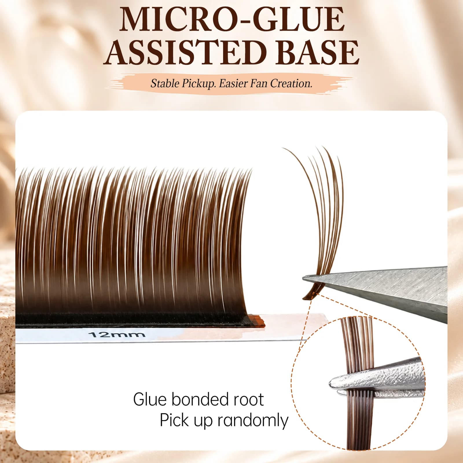 Extension Ciglia Individuali Camellia Marrone Scuro con Adesivo