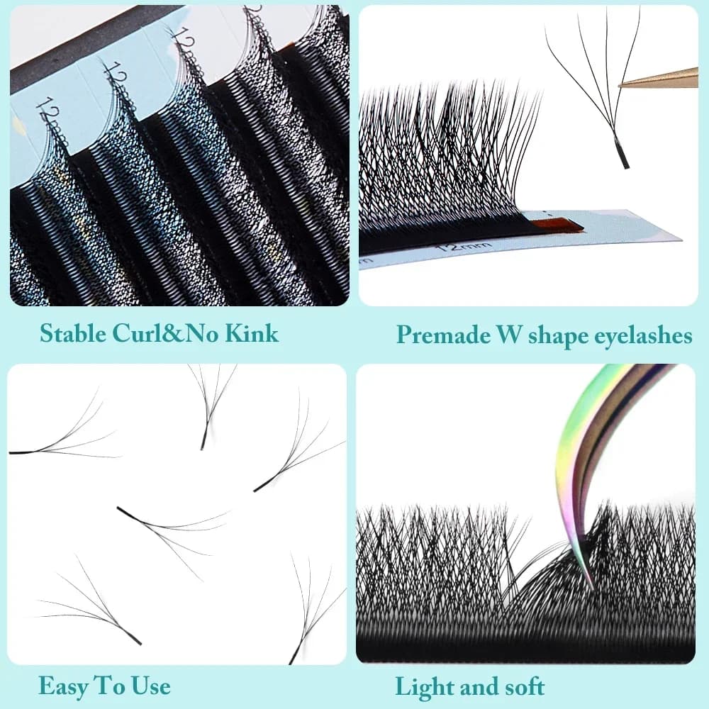 Ventagli premade 4D a forma di W 0.07mm Curvatura D