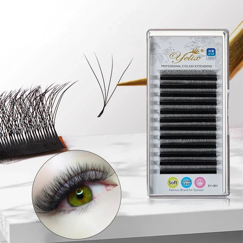 Extension ciglia Premade Fan 4D forma W a fiore