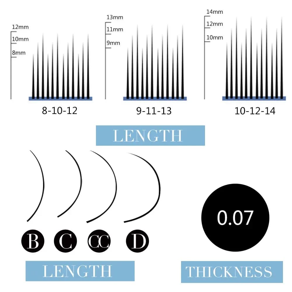 Extension ciglia singole Camellia Multi-Lunghezza