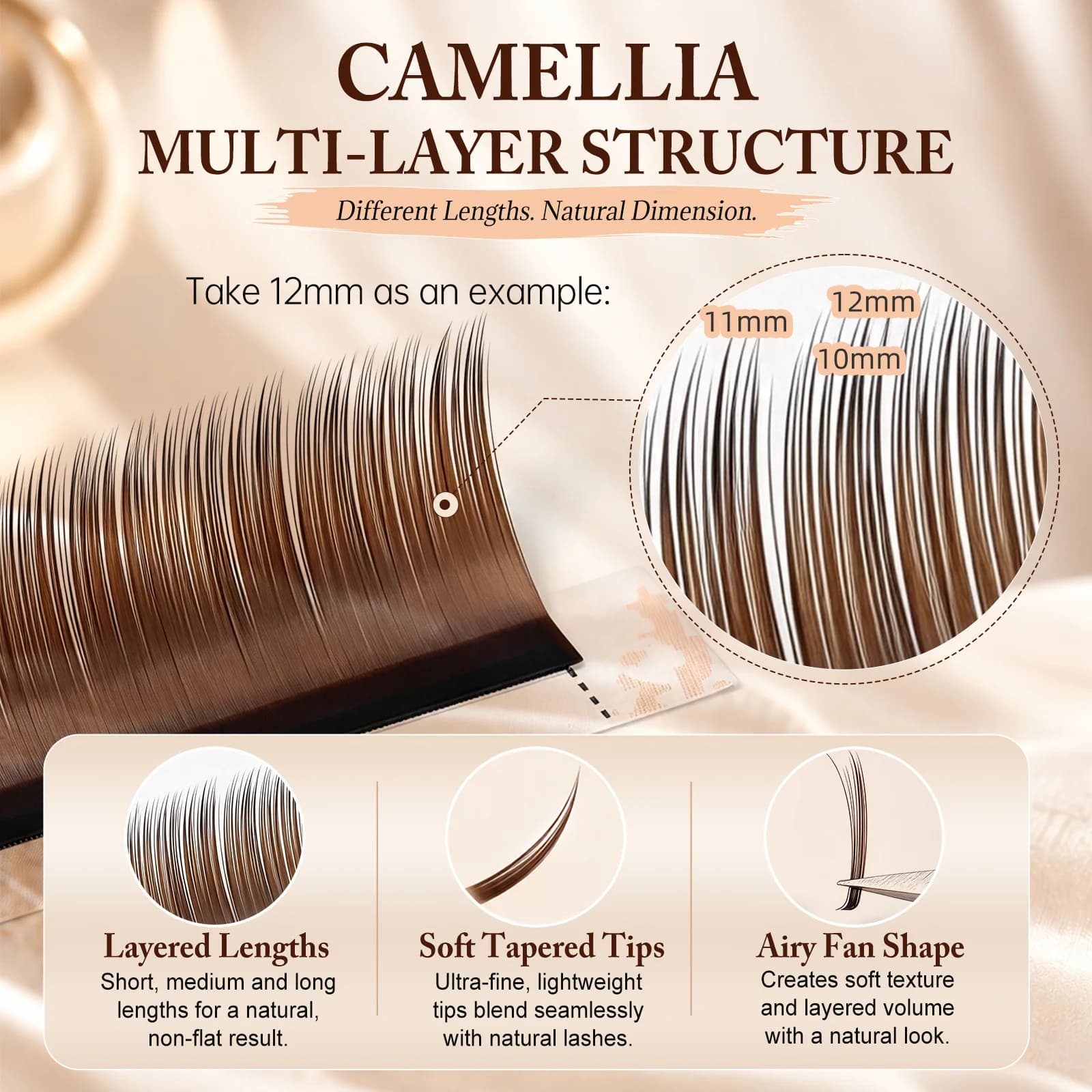 Extension Ciglia Individuali Camellia Marrone Scuro con Adesivo