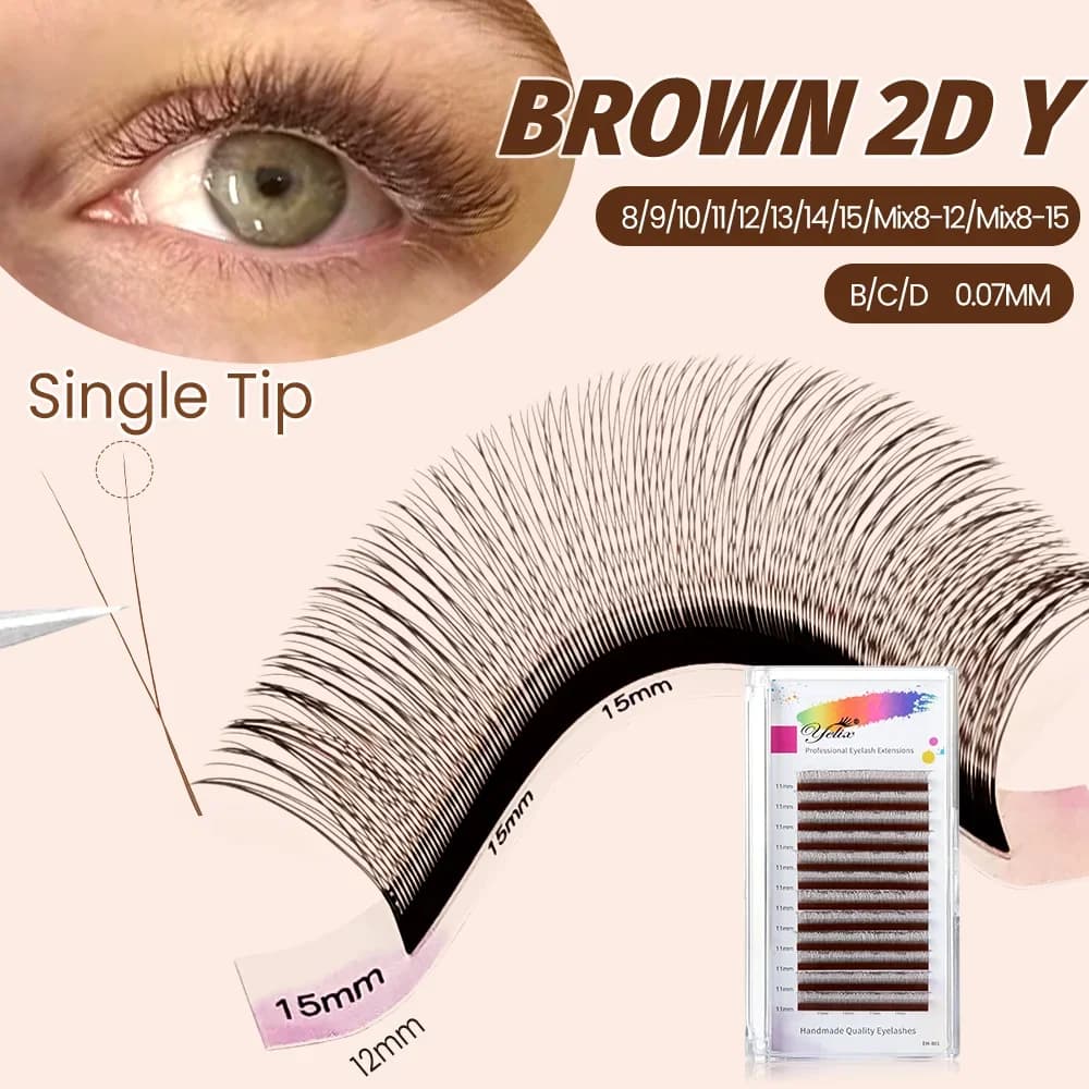 Ciglia Russian Volume Nere/Marroni 2D Forma Y - 12 File