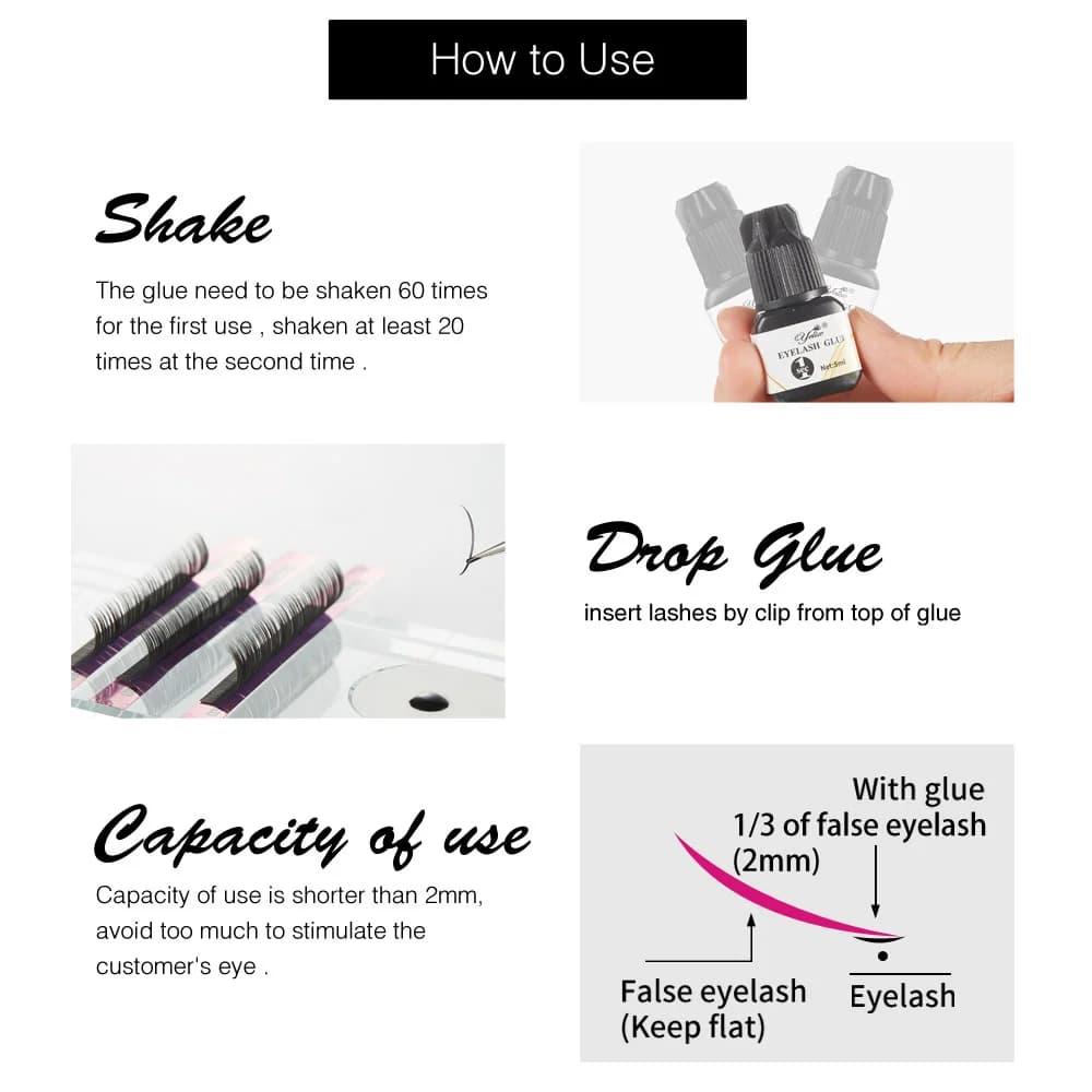 Colla Professionale per Extension Ciglia 5ml Confezione da 3