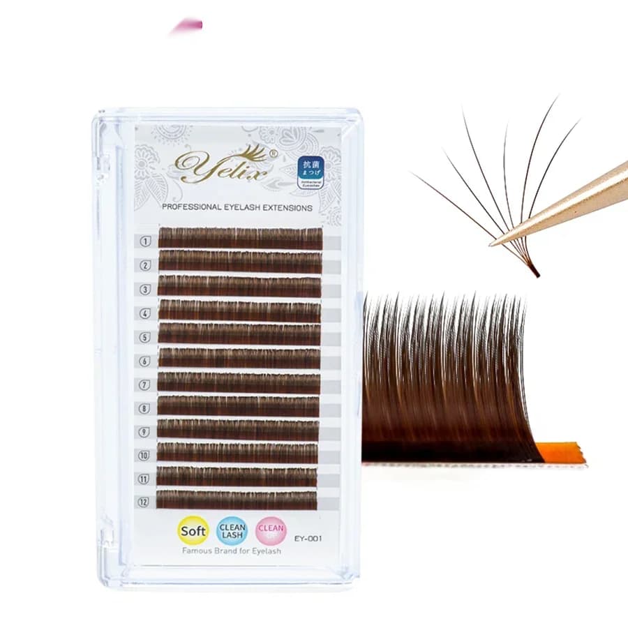 Extension Ciglia Seta Marrone Scuro Easy Fanning