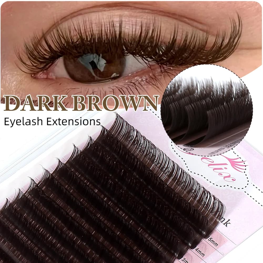 Extension ciglia singole marrone scuro 0.07mm Mix 7-15mm