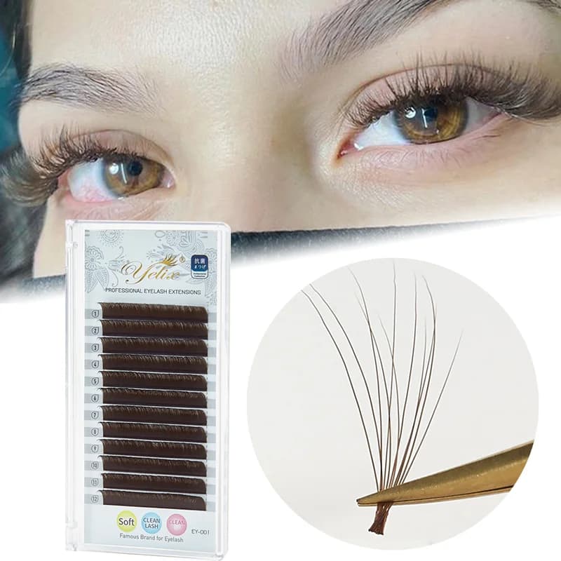 Extension ciglia Easy Fan marrone scuro Curl C/D 8-15mm